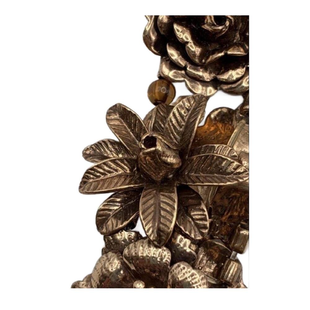 Vintage Cookie Lee Antique Gold Flower Bracelet - Picture 9 of 11